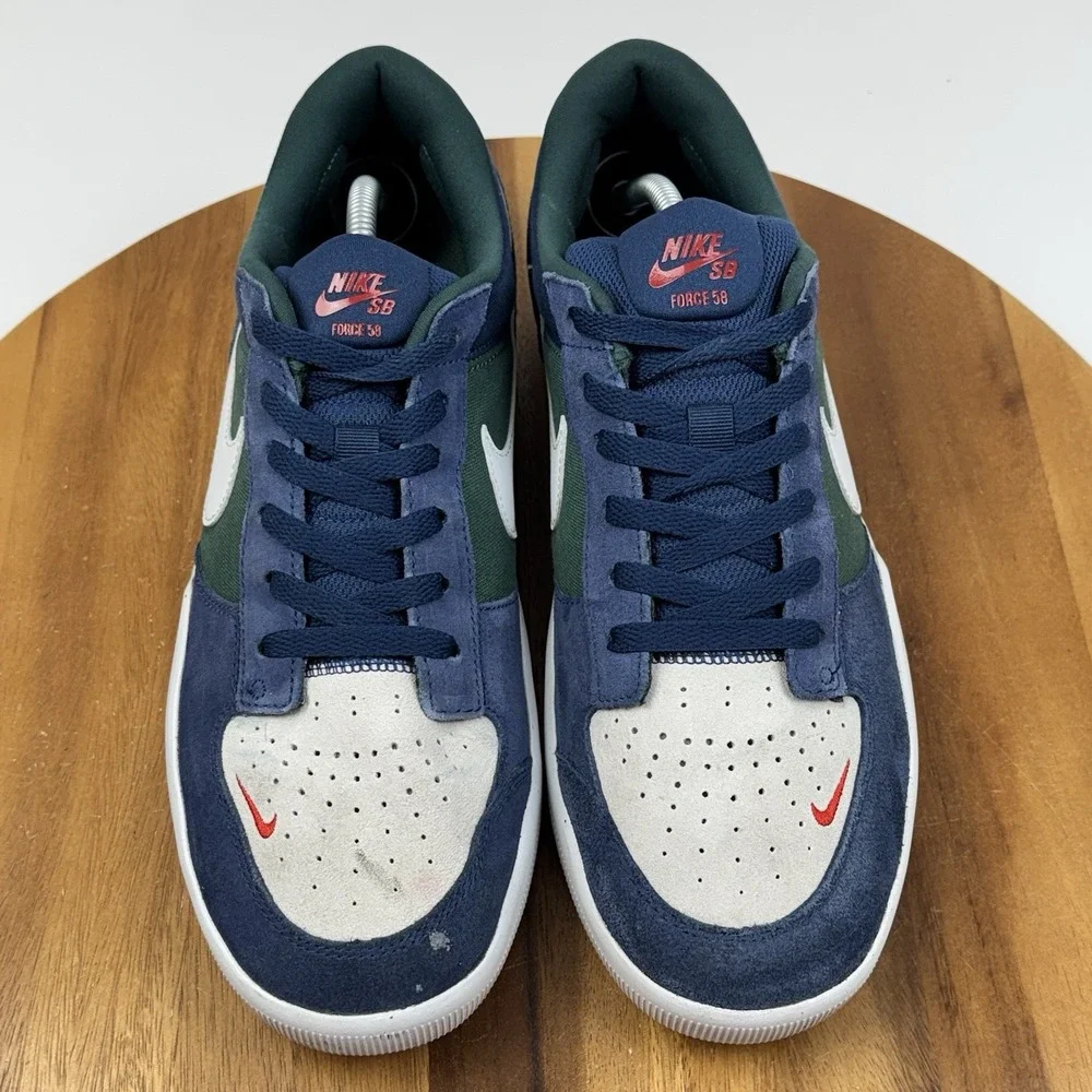 Mens Nike SB Force 58 Premium Navy Noble Green Suede Sneakers Shoes Size 12 D